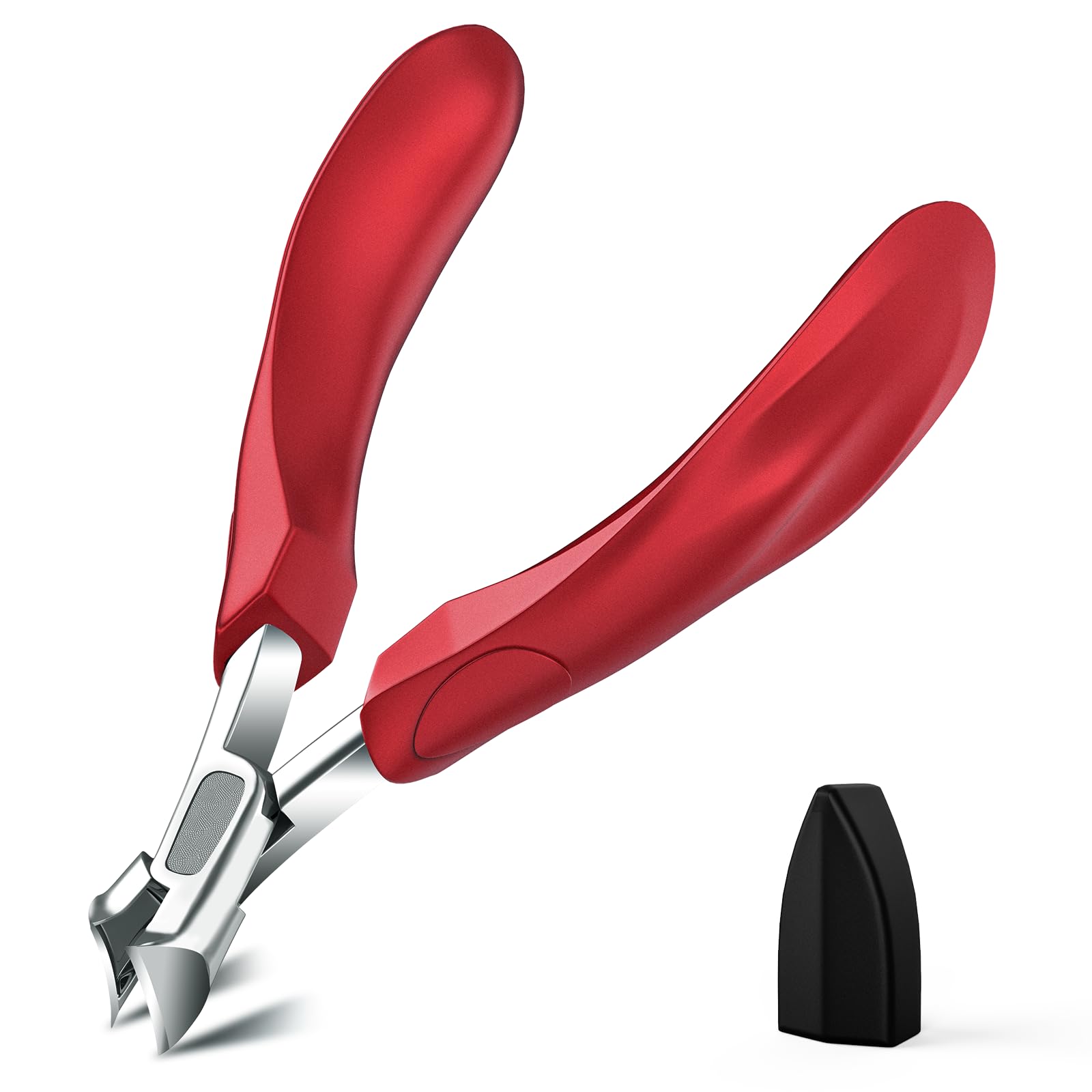 Toe Nail Clippers for Thick Nails for Seniors, Wide Jaw Thick Toenail Clippers for Thick Toenails with Catcher, Precision Stainless Steel Ingrown Toenail Clippers for Adults, Men and Women Red