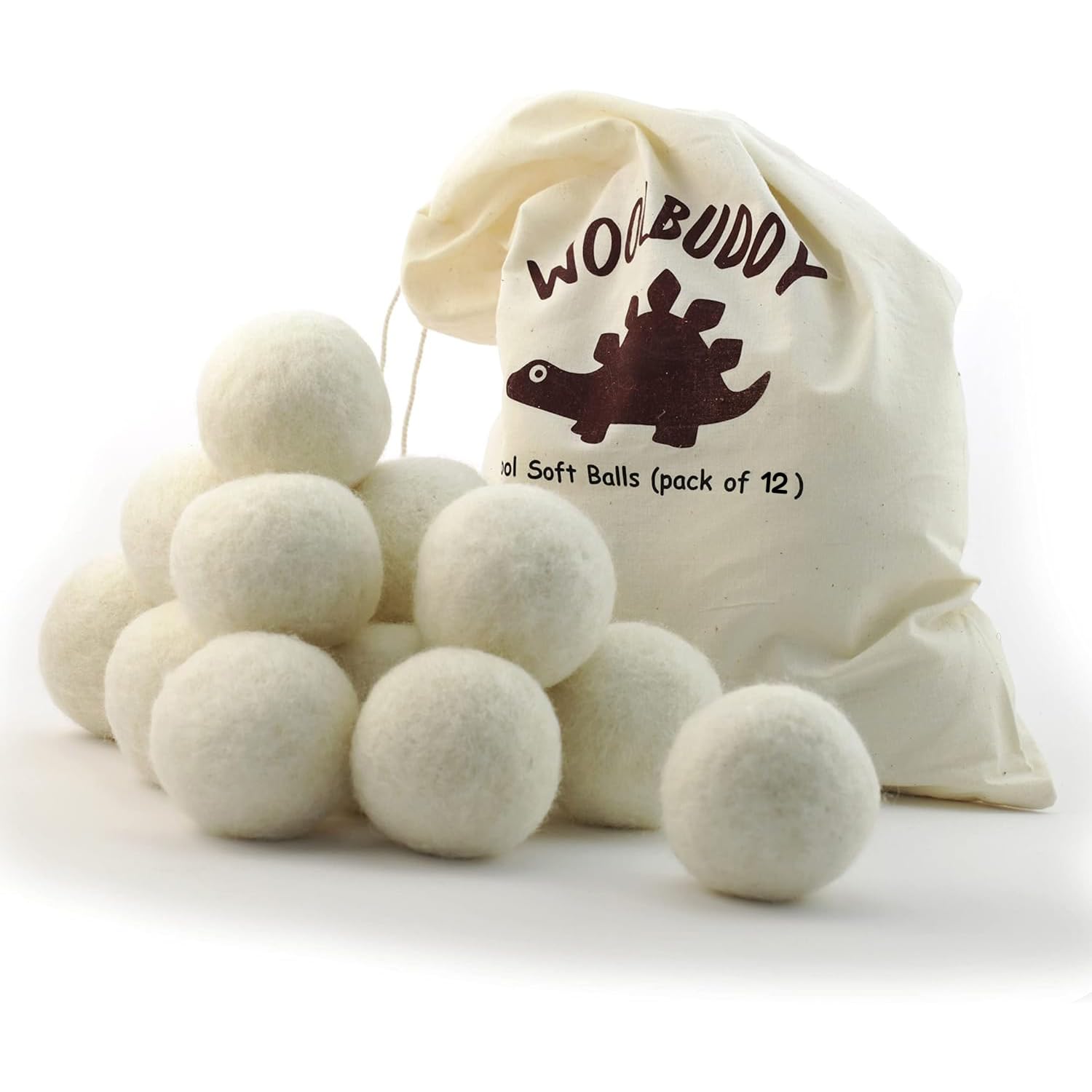 Woolbuddy Wool Felt Balls 12 PCS for Needle Felting 3 Size (3, 2.7, 2 Inch)