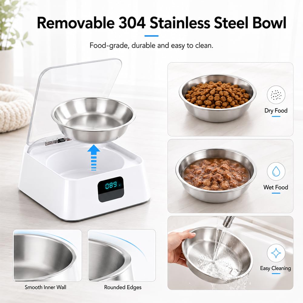 Dispenser Crocchette Gatto Umido Automatico, 350ml Distributore Automatico Cibo Gatti con Sensore a Infrarossi Intelligente Distributore Cibo Gatti Automatico per Alimenti Secchi che Umidi