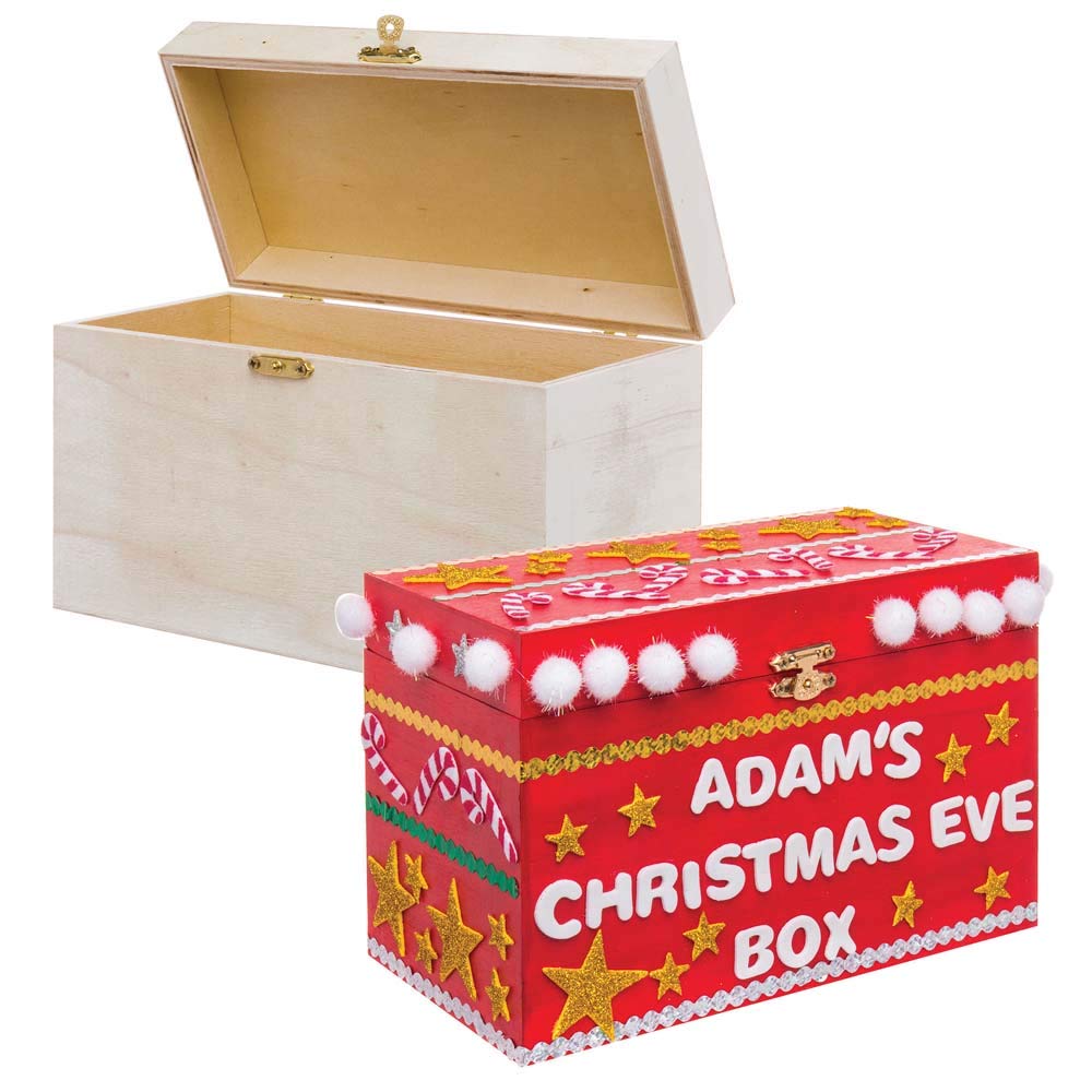 Baker Ross Large Wooden Treasure Box — Ideal for Kids' Arts and Crafts, Christmas, Gifts, Keepsakes and More