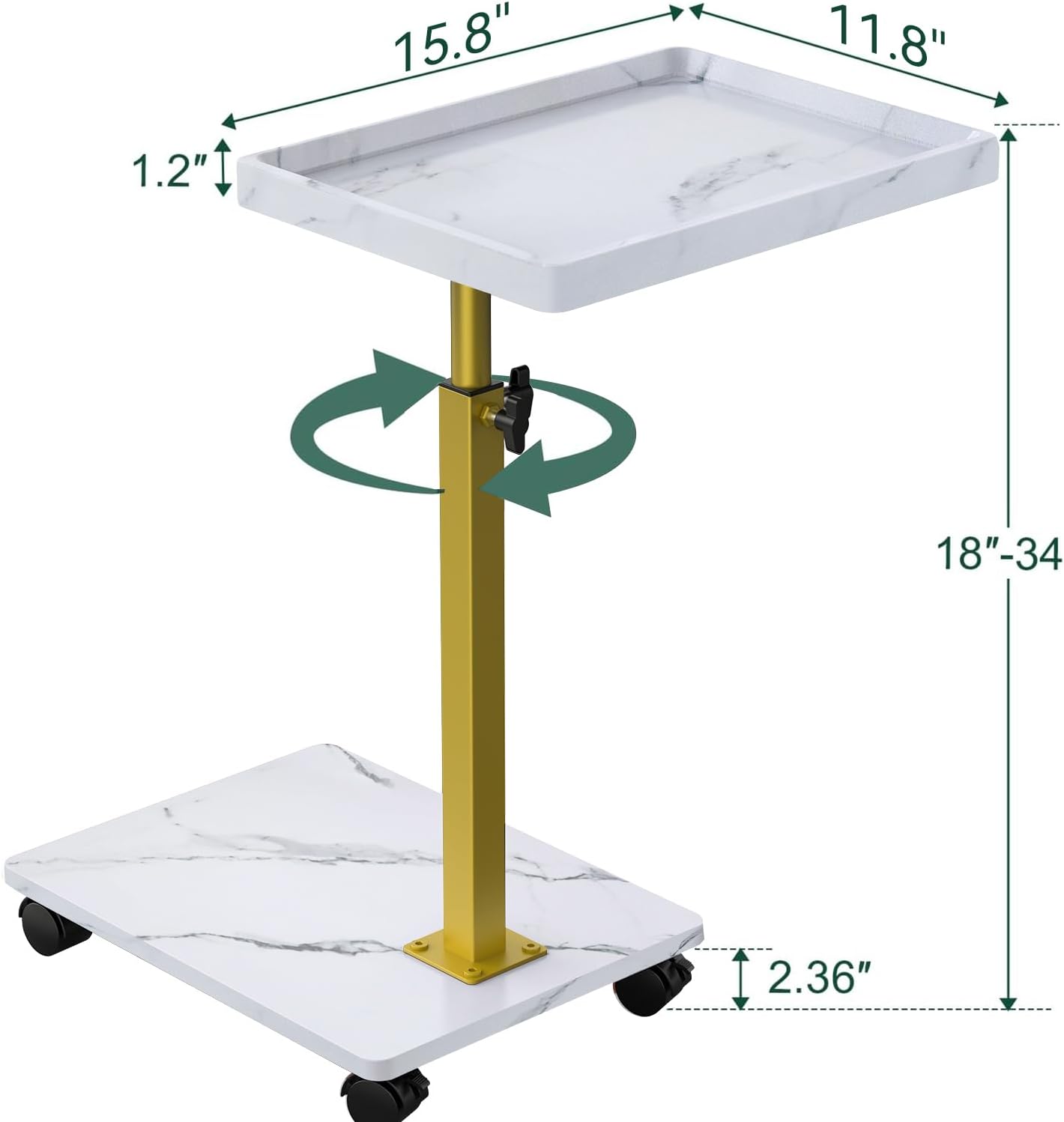 XNSDXV C Table End Table Adjustable Height, 360°Swivel TV Tray Table for Small Spaces, Couch Tables that Slide Under, C Shaped Side Tables Living Room and Bedroom for Sofa, Bed,Chair, Snack