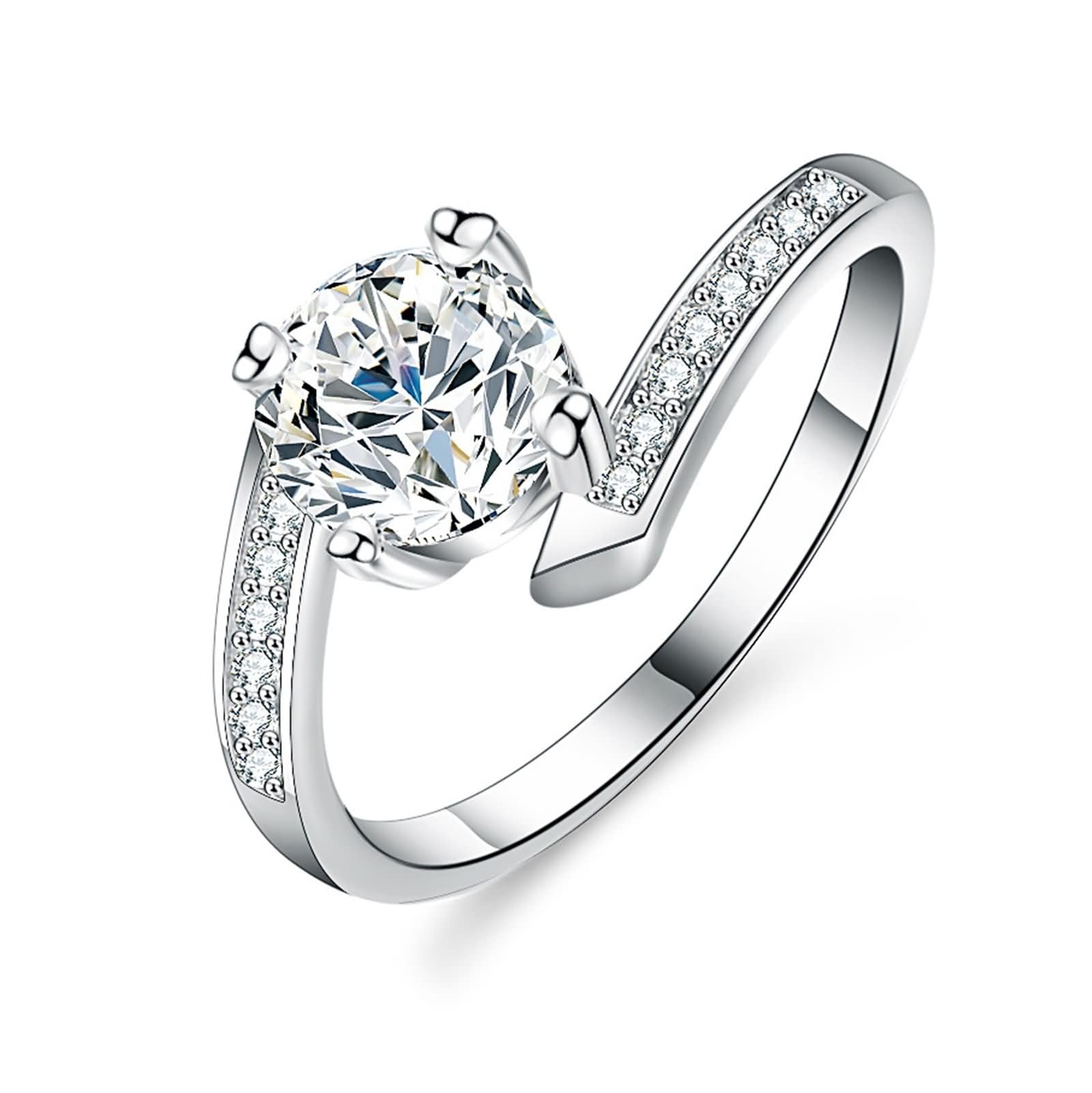 Anillo de oro de 18 quilates para mujer, anillo solitario de garra de moissanita, anillos de boda y compromiso para ella, oro blanco de 9 quilates, 14 quilates y 18 quilates, talla H 1/2-V 1/2