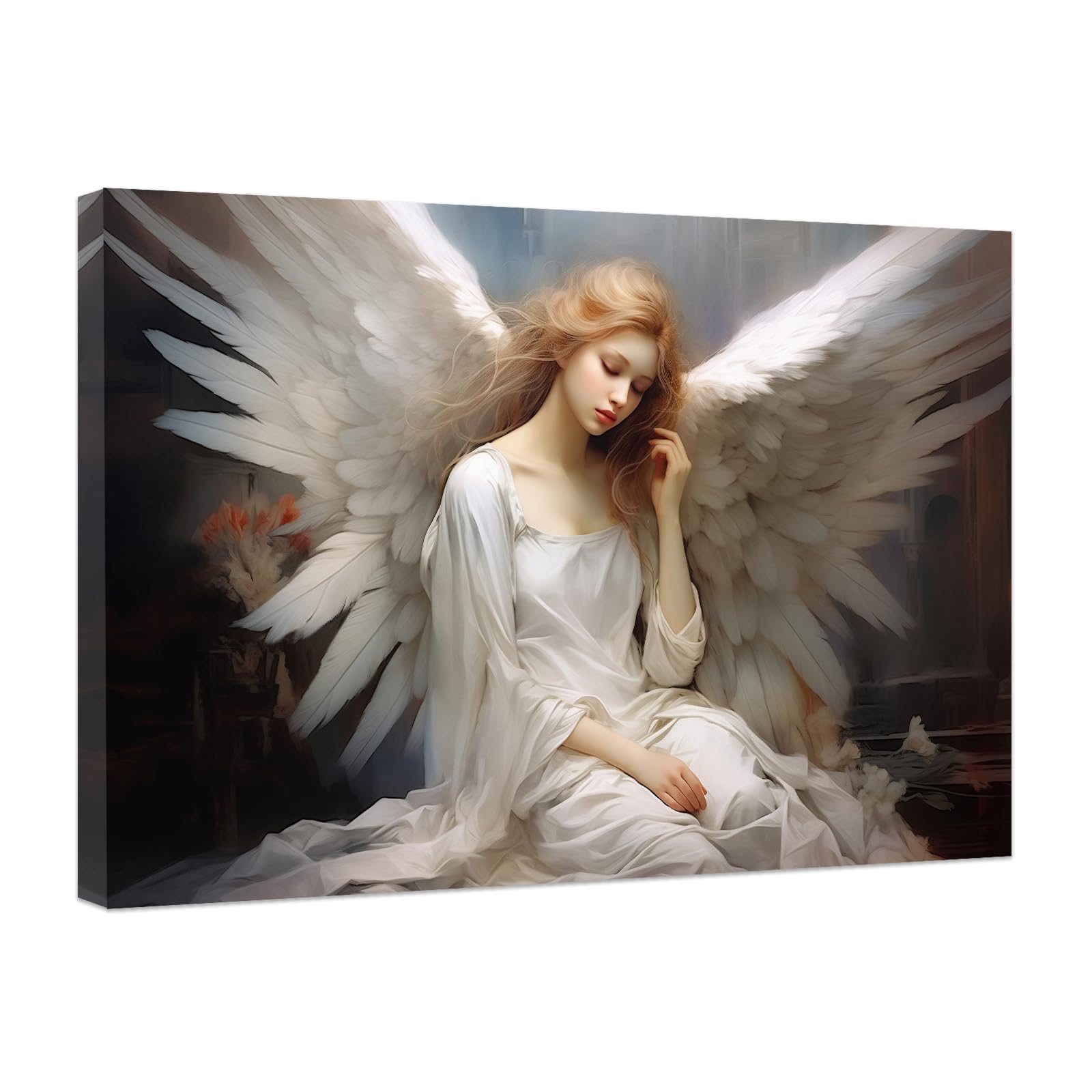 ZXHYWYM Angel Canvas Wall Art - Abstract Angel Wall Decor Vintage Girls Painting Print Wings Pictures for Home Living Room Decor - Framed (1) (50.00 x 75.00 cm) โ image 1