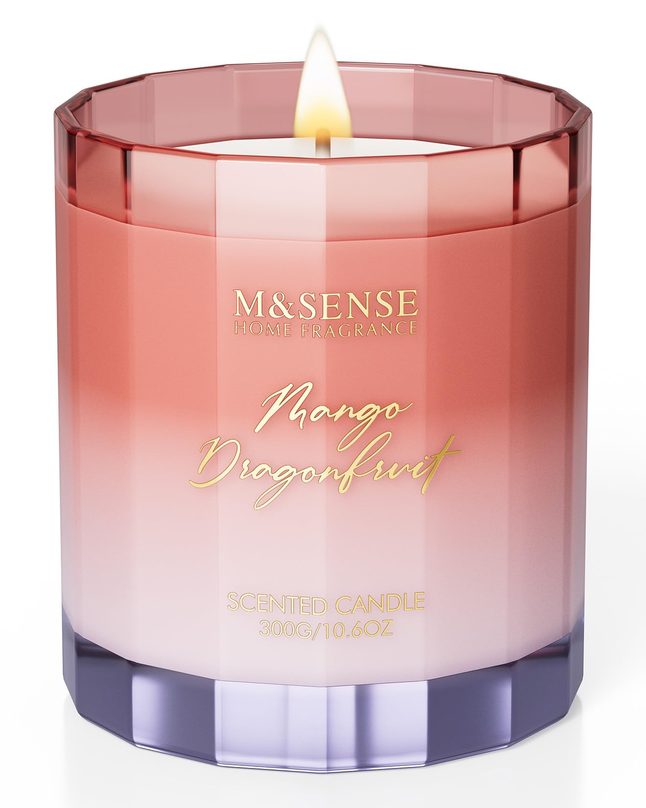 M&SENSE Mango Dragonfruit Scented Candle - 10.6oz Natural Soy Wax 60-Hour Long Lasting Burn Time Non Toxic Fruity Scented Candle for Home Decor,