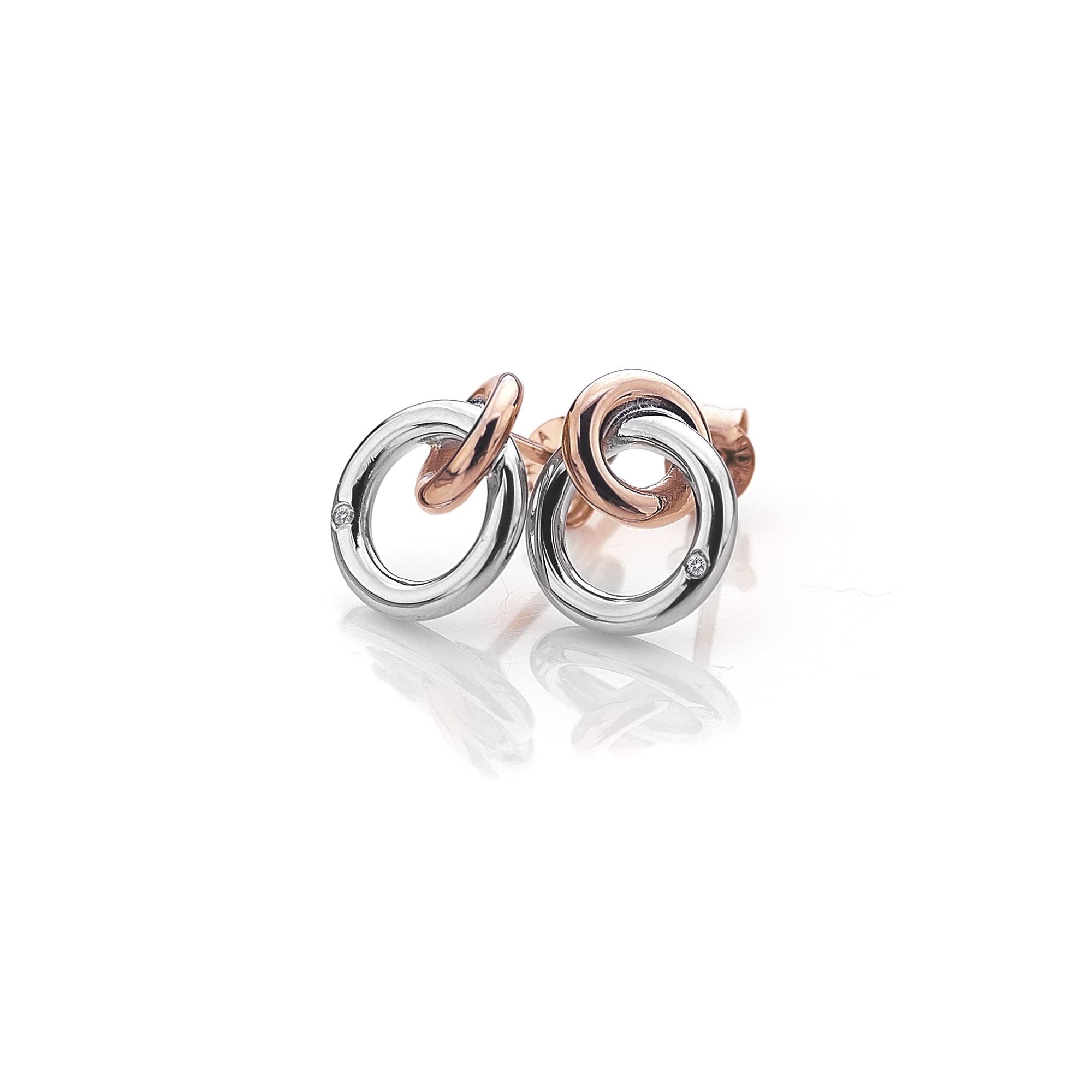 Hot Diamonds Orecchini Pendenti Trio In Argento 925 Con Oro Rosa E Diamanti - DE645