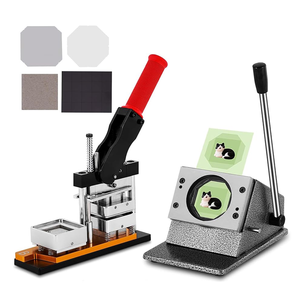 2x2Inch/2.5x2.5Inch Square Magnet Maker Kits DIY Fridge Magnets Maker Machines Square Magnets Press with Paper Cutter and 100 Sets Magnets Supplies