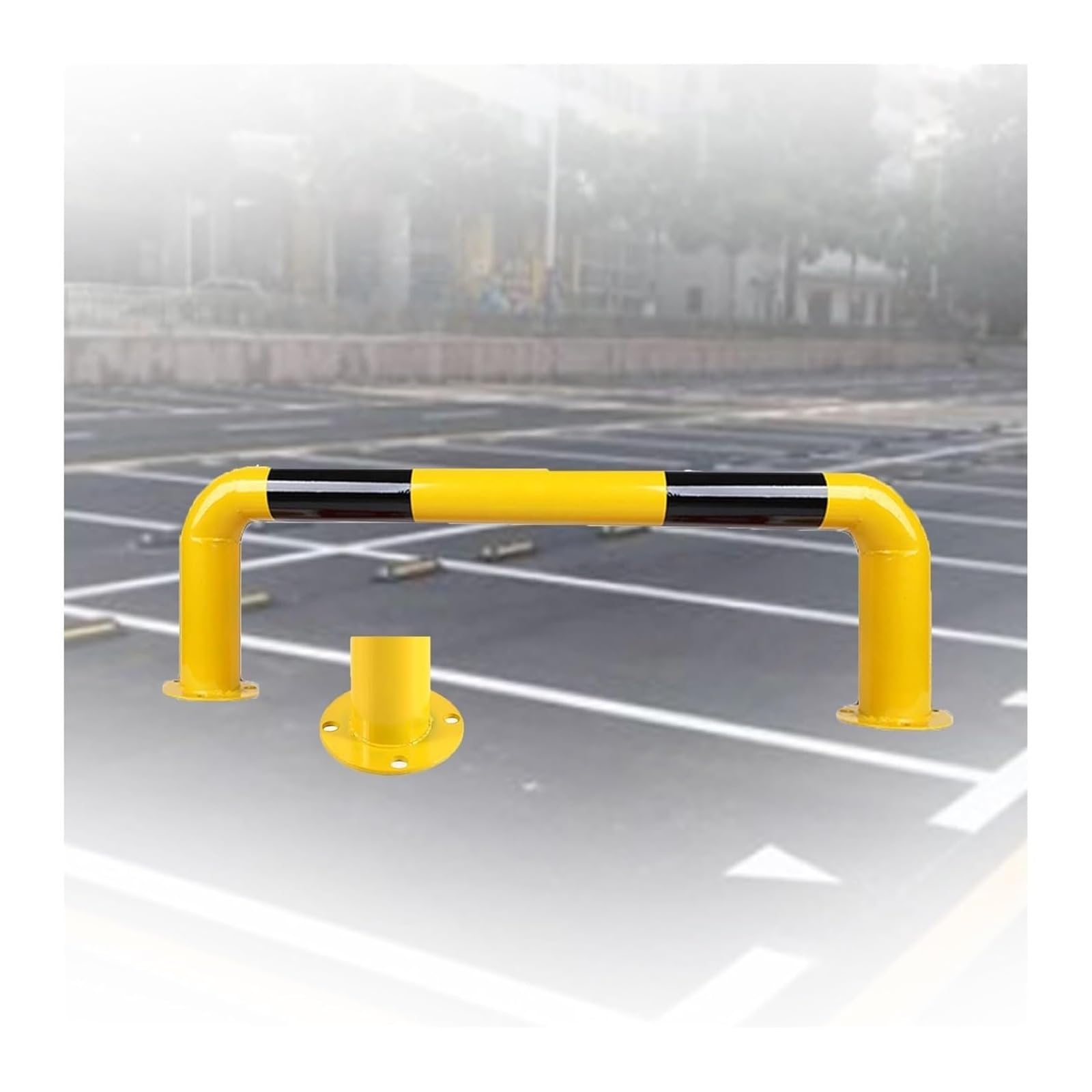 CWCQGH U Shape Security Bollards Steel Car Blocker And Warning Posts For Driveway, Garage (100x30x0.2cm)