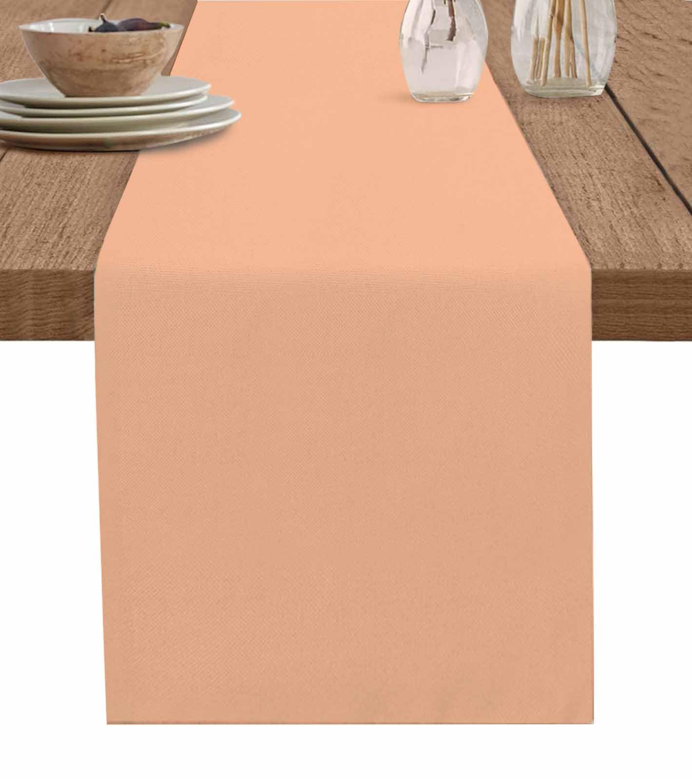 Huotupsine Peach Fuzz Cotton Linen Rectangle Table Runners 13"x70", Modern Pure Peach Fuzz Coffee Table Runner Dresser Scarves Luxury Table Runners