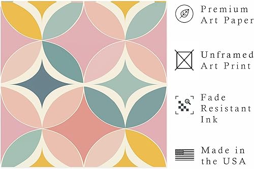 Miniatura 2 de Ethan Taylor Abstract Wall Art Prints Unframed Square Posters 'Retro 70s Hippie Pattern IV' Retro Home Décor for Living Room, Bedroom, Office, 18 in