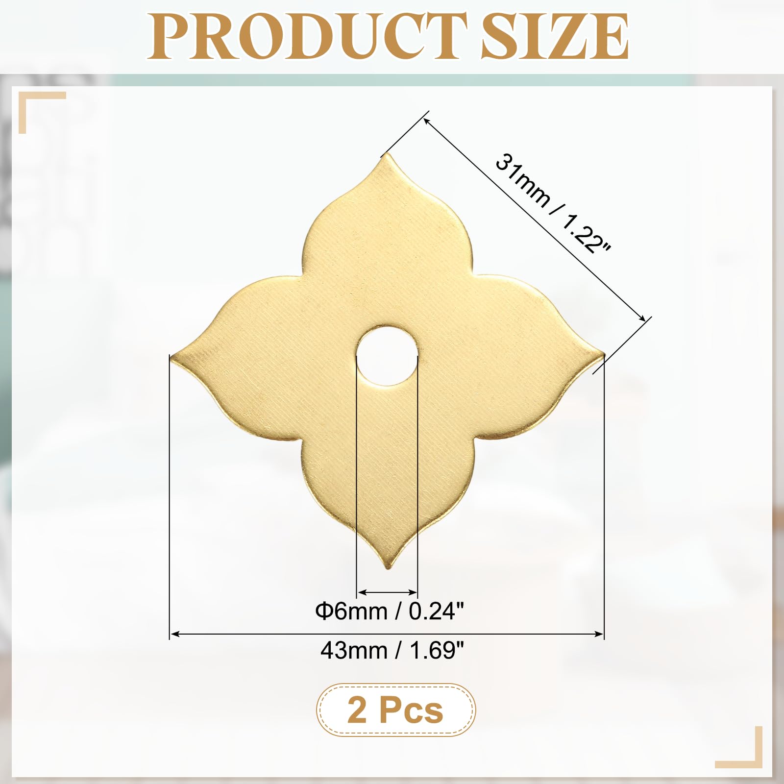 QUARKZMAN 2Pcs Placca Posteriore Pomello porta, 1.69 Pollici Forma Foglia Placca Ottone Distanziatore Decorazione Classica Mobile Guarnizione Per Ante Cassetti Armadi Hardware