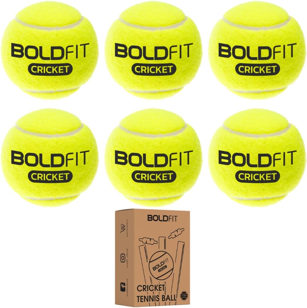 Boldfit Lightweight Rubber Tennis Balls for Court and Turf - Tournament and Cricket Ball