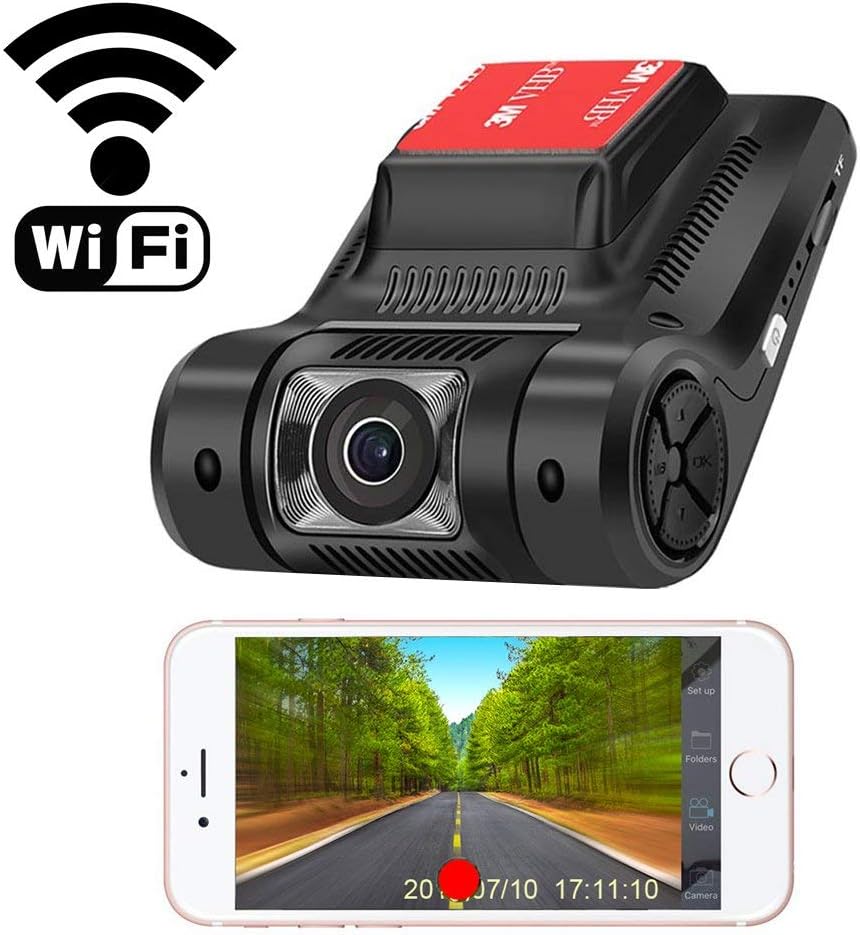 WiFi Dash Camera 1080P HD Car Video Recorder 2.45'' LCD Screen 170 degree Viewing, G-Sensor, Loop Recording, Night Vision, Support IOS Android Phone APP