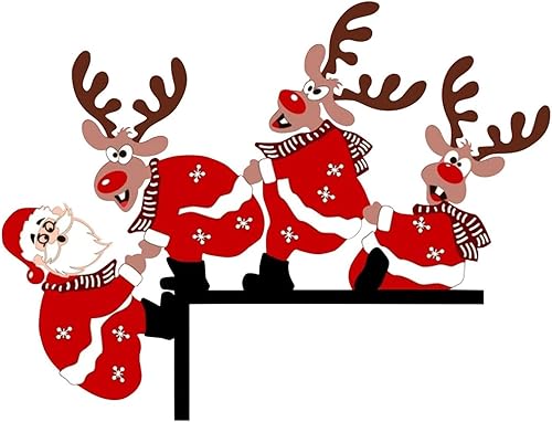 Miniatura 3 de Marco de esquina de puerta de Navidad con reno de Papá Noel, decoración de pared, puerta, ventana, escultura de madera, adorno de puerta de Navidad