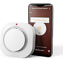 WARROXIDE WiFi Smoke Detectors for Home,Photoelectric Wireless Fire Alarms Replaceable Battery Powered,Portable Smoke Alarm with Test/Mute Button,Attic Smoke Detector,1 PCS(Battery Not Included)