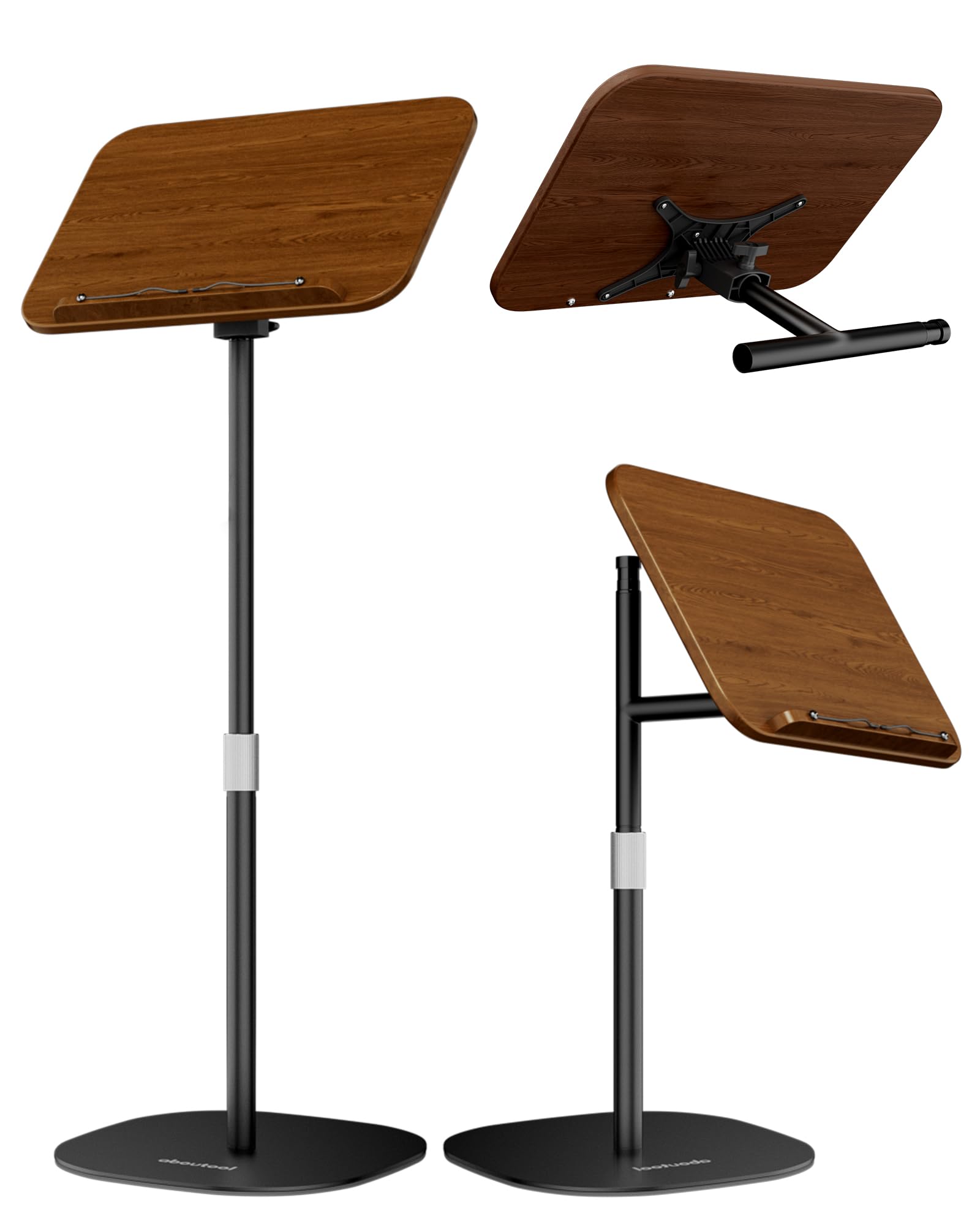 aboutool 2 in 1 Dual-use Floor Book Stand & Desktop Book Stand,Height Adjustable from 33-63in, Adjustable Book Holder with Elastic Page Clips for