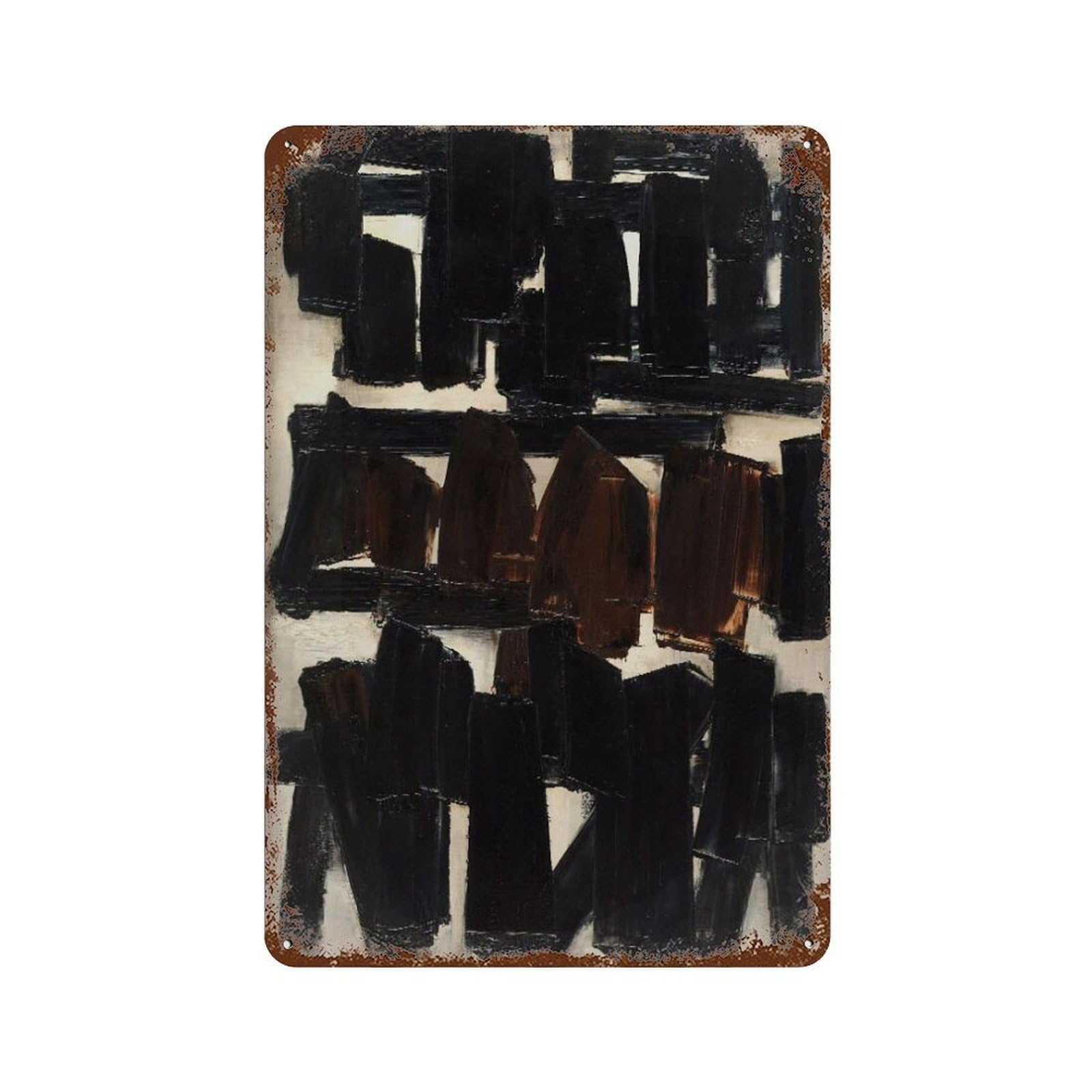 xiaoxiaoshen Soulages Abstract Exhibition Gallery Wall Decor Art Metal Tin Poster Modern Home Decor Art Home Bar Shop Decorations Vintage Sign 30x20cm