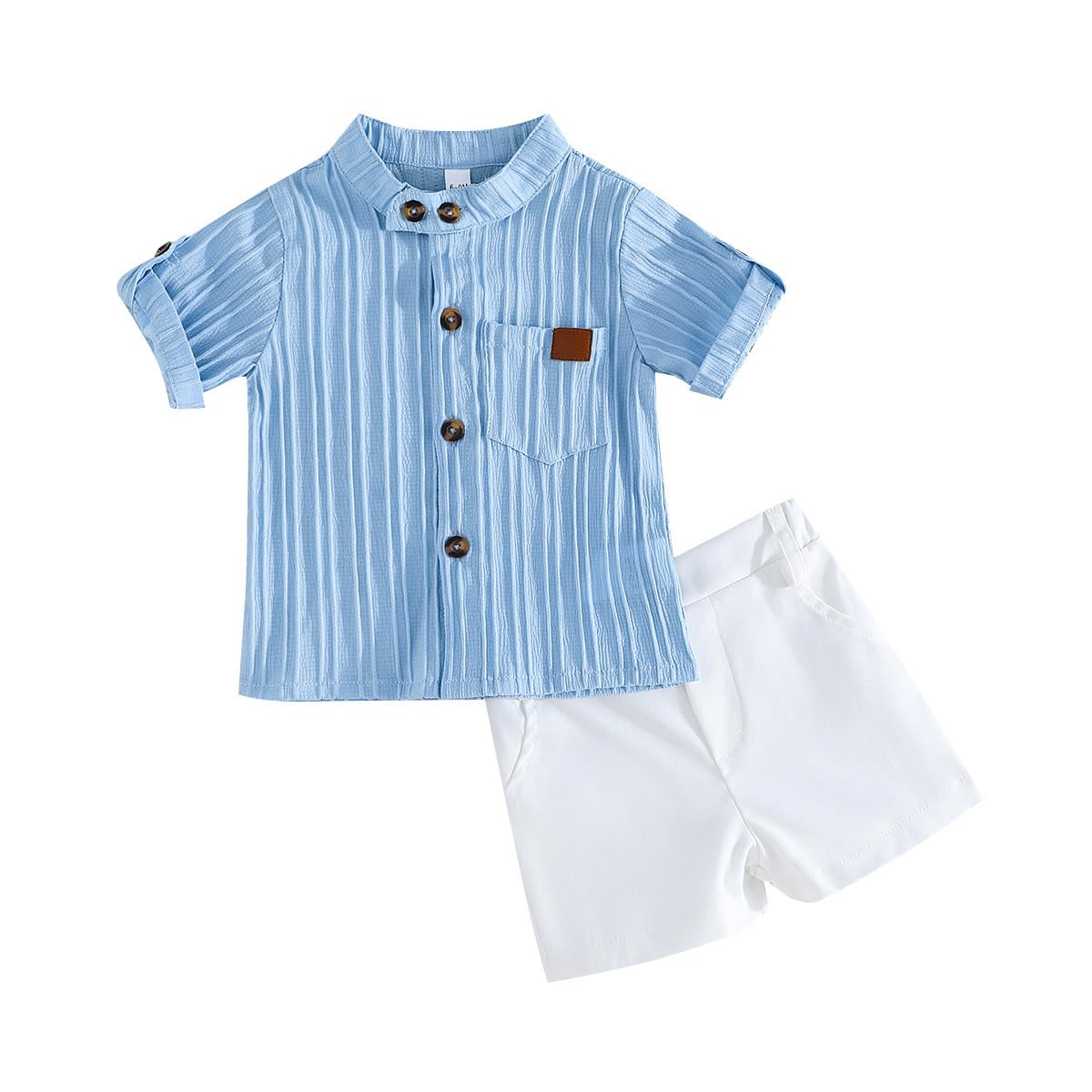LUVCES Conjunto Verano Ropa para Bebé Niño Lindo Polo con Estampado de Oso + Cintura Elástica Pantalones Cortos y Bolsillos 2 Piezas Trajes de Primavera - 2