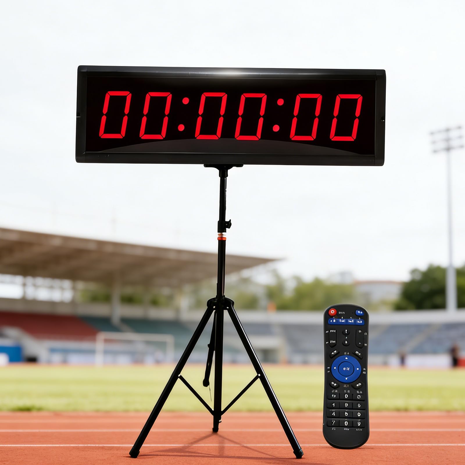 Digital Wall Clock, 1.5in Double-Sided Clock Timer with Tripod/Remote Control, Positive Timing/Cycle/Stopwatch Timing/Count Down/Clock Mode, for Running Events, Sports Race
