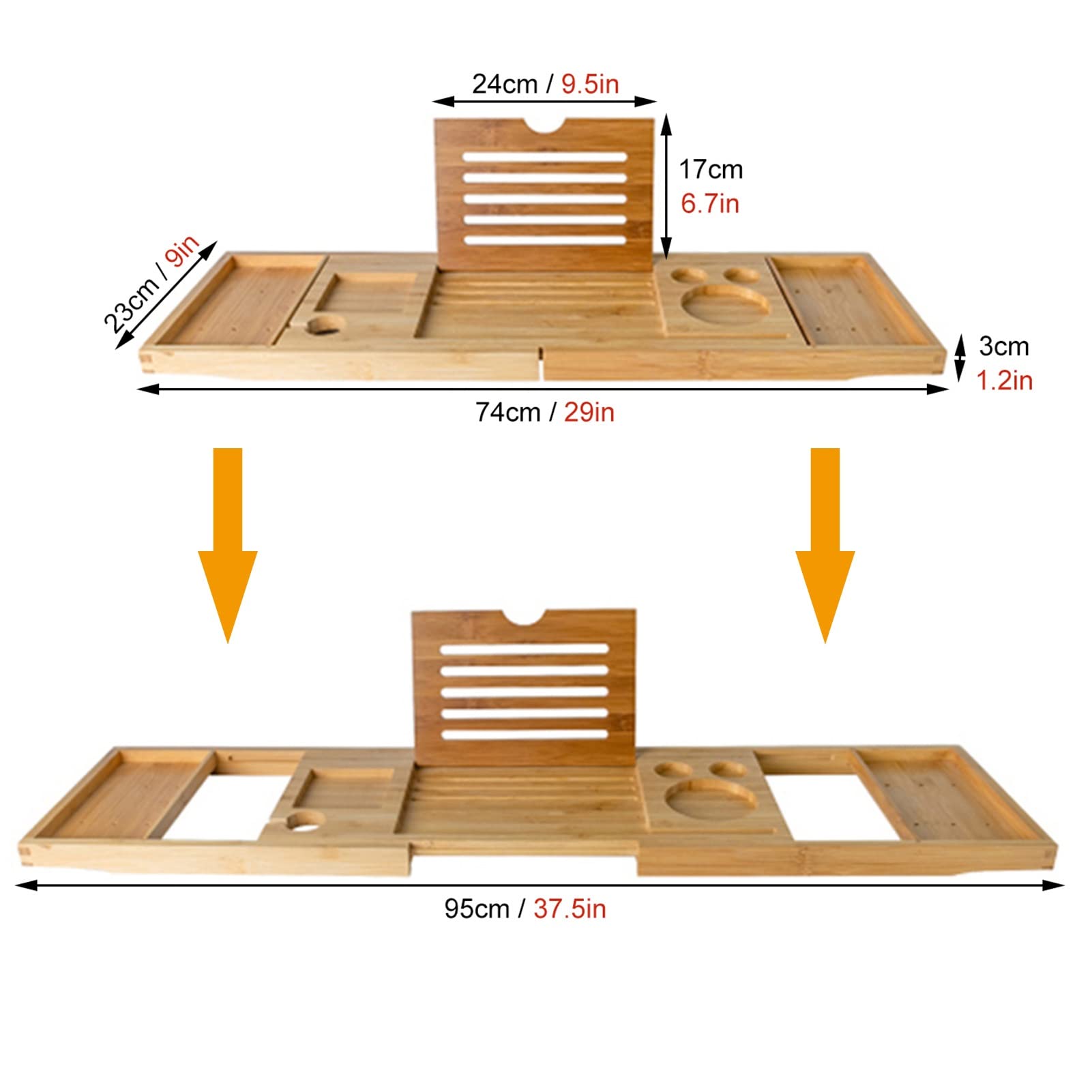 Bandeja de bambú para bañera con estante para libros de lectura/soporte para smartphone, ideal como regalo de spa