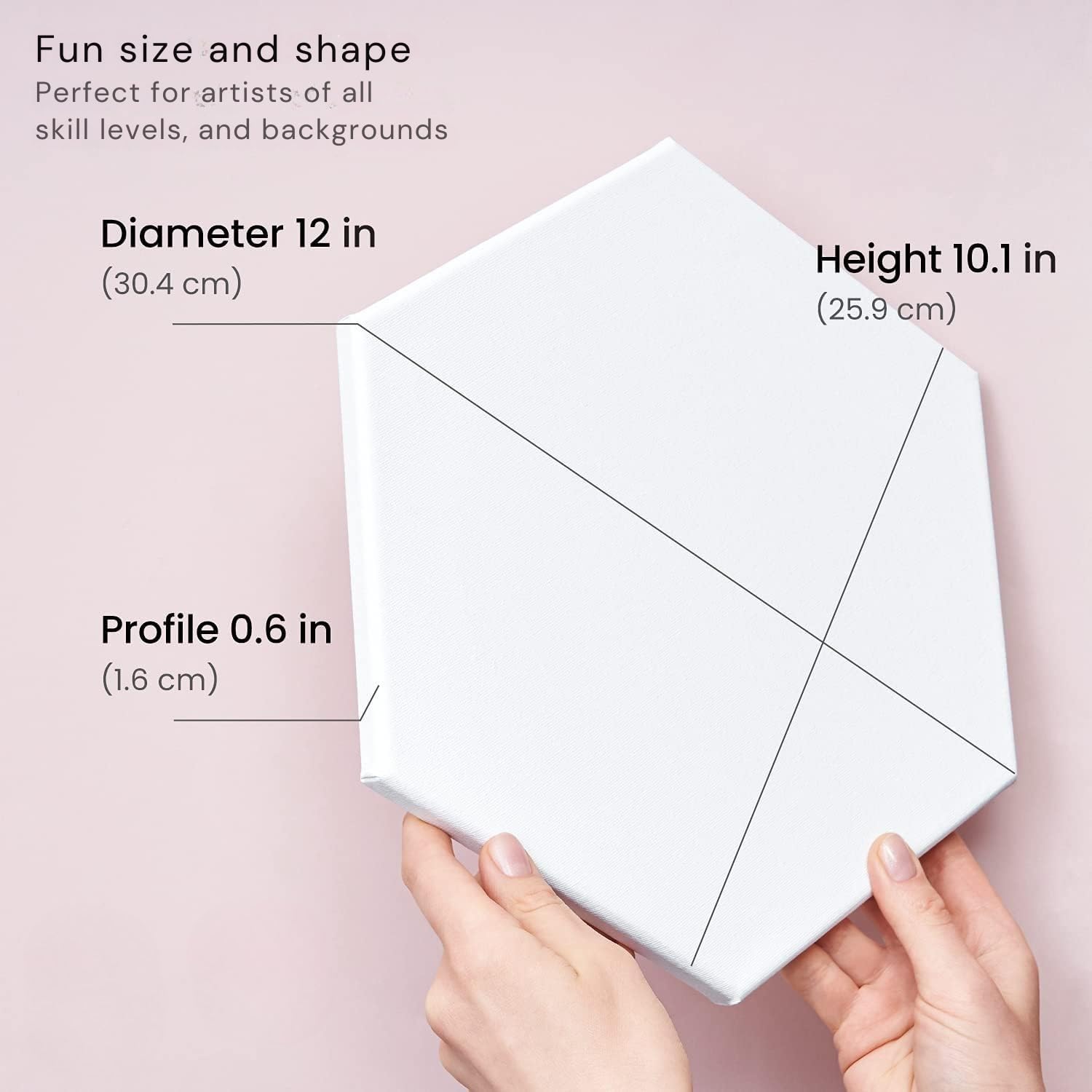 Arteza Set de Lienzos para Pintar con Forma de Hexágono [15,24 cm] Juego de 9, Lienzo Hexagonal 100% Algodón