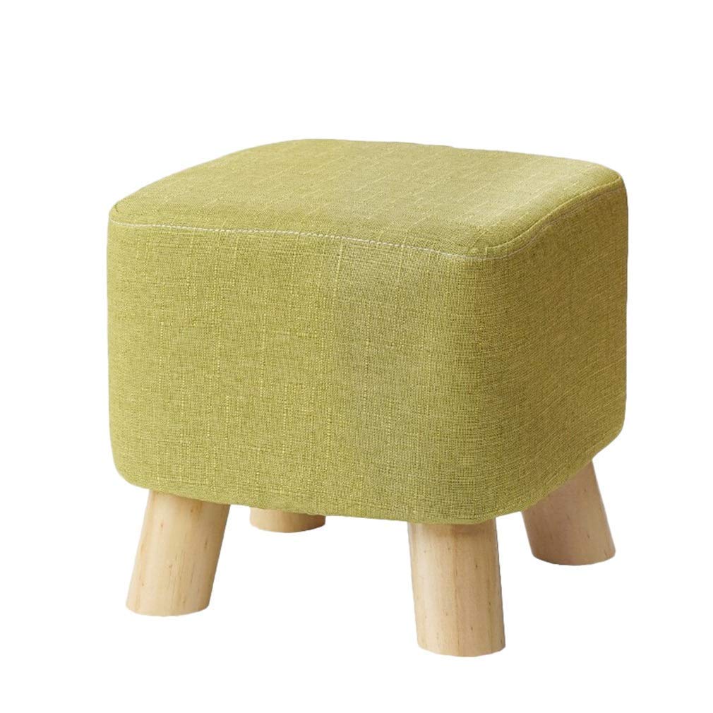 Chair Stool Footstool Sofa Stool Multipurpose Solid Wood Frame Cotton Linen Breathable Non-slip Portable Square Creative Living Room Change Shoe Bench Coffee Table ，multiple Colour