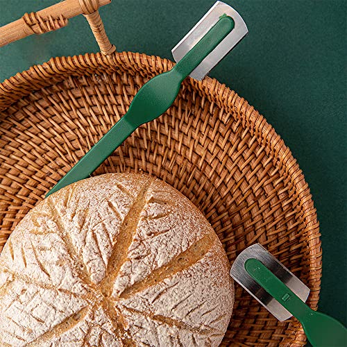 XiXiRan Deegmessen voor brood, 2 stuks, broodmes, gebogen broodmessen, deegreeermes, scheermesjes, baguettemes, deegreesmes, groen, bakkersmes, scheermesset, voor Frans brood - Image 7