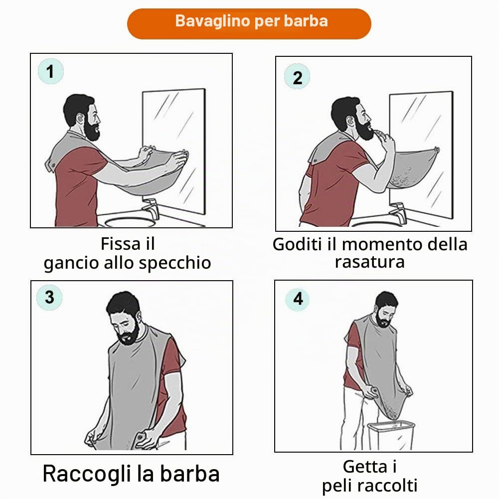 Grembiule da Barba, Impermeabile Telo per Barba, Cattura Barba e Capelli, Antiaderente, Con 2 Ventose, Regalo per Uomini, Regalo per La Festa del Padre, Regalo di Natale