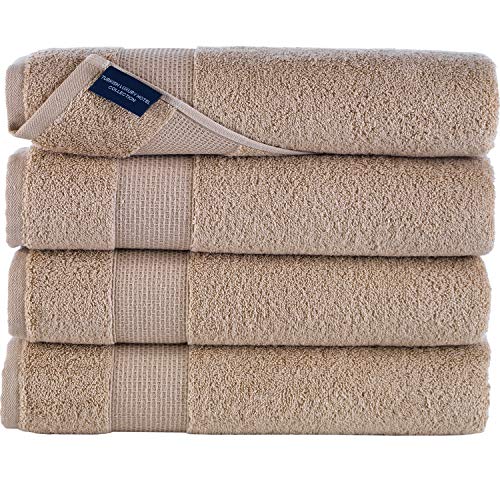 Ephesos Ephes Collection 27"X54" Bath Towels Set | Premium Quality For Daily Bathroom Use, 100% Cotton Towel (Beige, Bath Towels Set Of 4) #TOP2