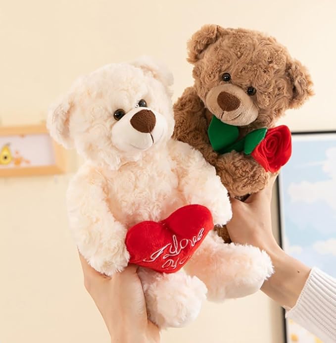 Oso de Peluche con Rosa, Juguete Suave y Abrazable miniatura 2