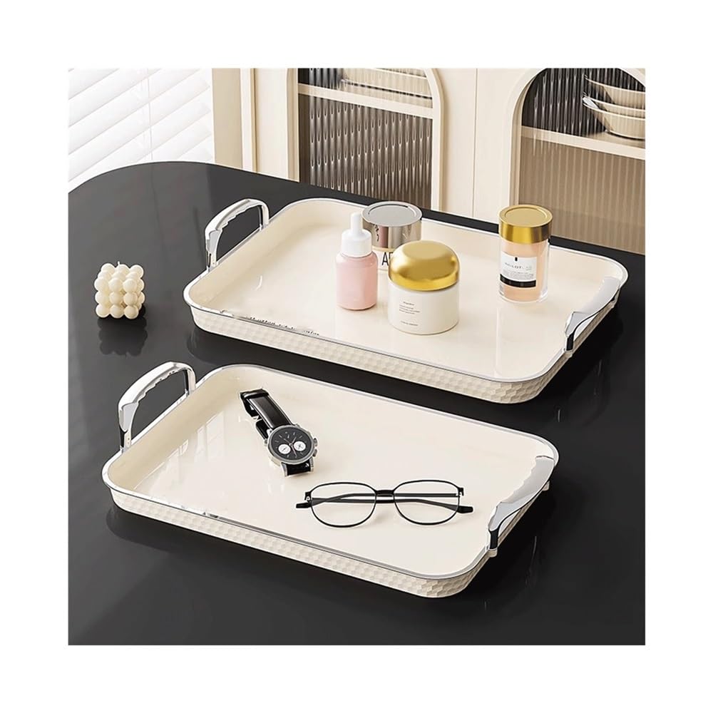 vassoio portaoggetti Vassoio for la casa bianco crema for tazza da tè rettangolare for spuntini di frutta in plastica lusso leggero for succhi al latte for feste