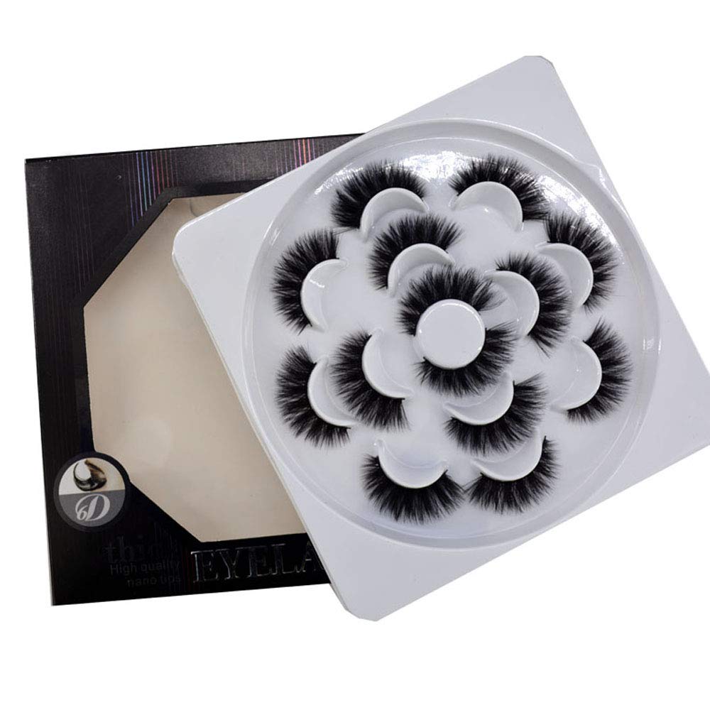 HBZGTLAD7 Pairs Fluffy Mink Lashes Multipack Handmade Long 6D Eyelashes Dramatic Look False Lashes for Makeup/False Eyelashes X9