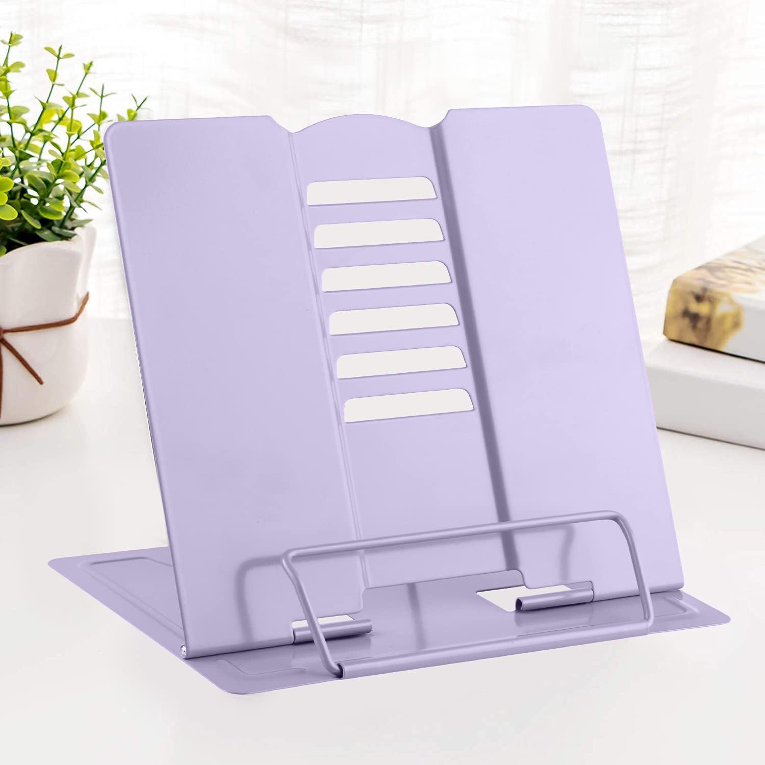 MSDADA Desk Book Stand Metal Reading Rest Book Holder Adjustable Cookbook Documents Holder for Recipes Textbooks Tablet Music Books, Mom Gifts, Gifts