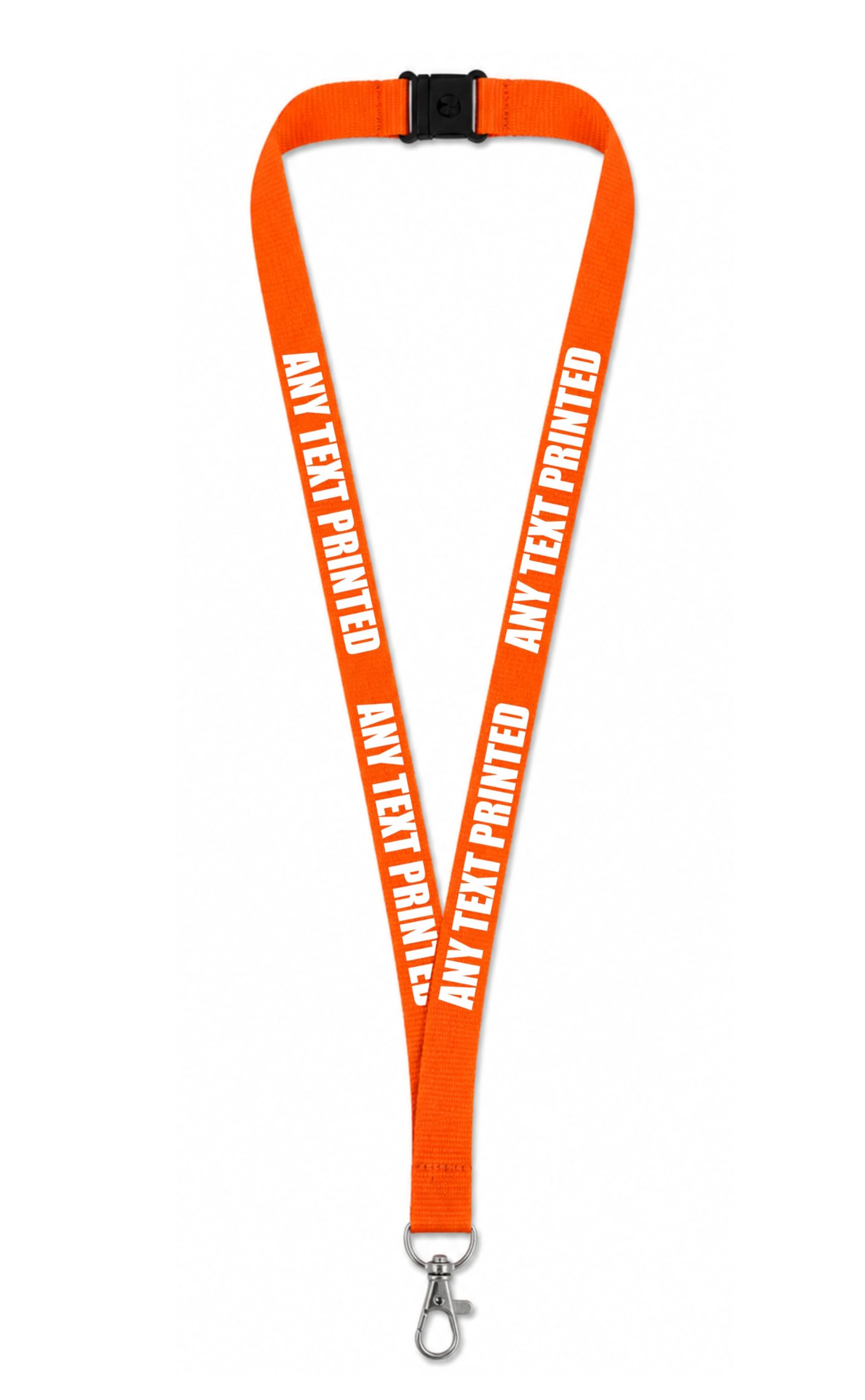 Hands Off Personalised Printed Lanyard, Custom Text Neck Strap for ID Card, Name Badge or Keys (Orange)
