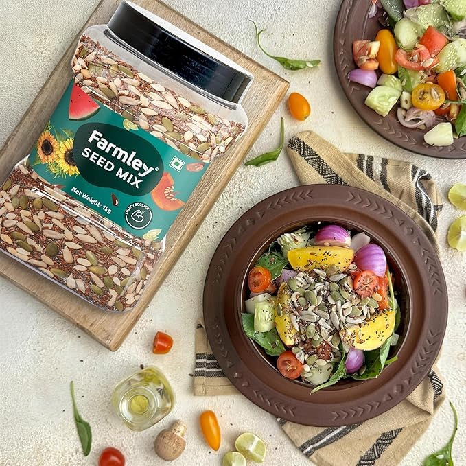 Image of Farmley Seeds Mix, Edible Seed I Healthy Diet Snacks | 100% Natural, dietary fiber,omega-3s I Chia, Pumpkin,Flax, Watermelon and Sunflower Seeds (1000g)