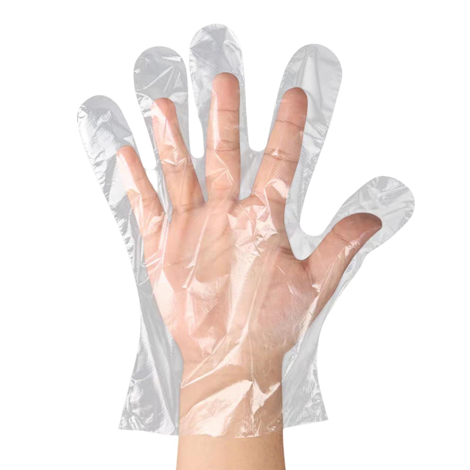 Disposable Gloves 100 Pcs, Plastic Clear Latex Free Powder Free Transparent Prepare Food Safe Cleaning Disposable Glove, large Polythene PE Gloves Protective Hand Gloves for Cooking Kitchen Hair Dye