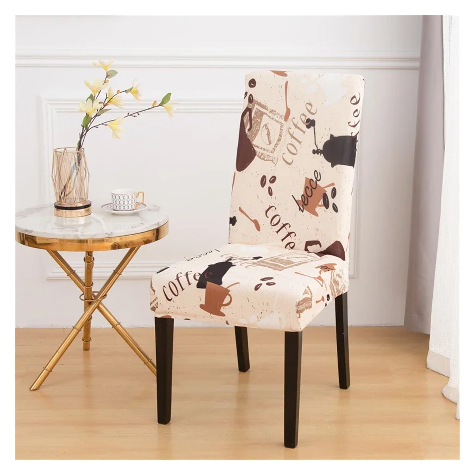 GCYEIDMA Printed Chair Covers 4/6PCS Dining Chair Covers Stretch Printed Removable Washable Furniture Protectors Spandex Dust-Proof(D,6PCS)