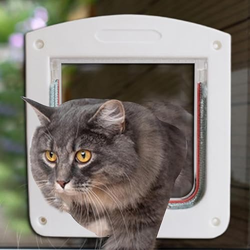 Miniatura 3 de Puerta interior para gatos  Puerta de ventana de gatito con bloqueo de 4 vías  Solapas impermeables para gatito para apartamento, casa, dormitorio,