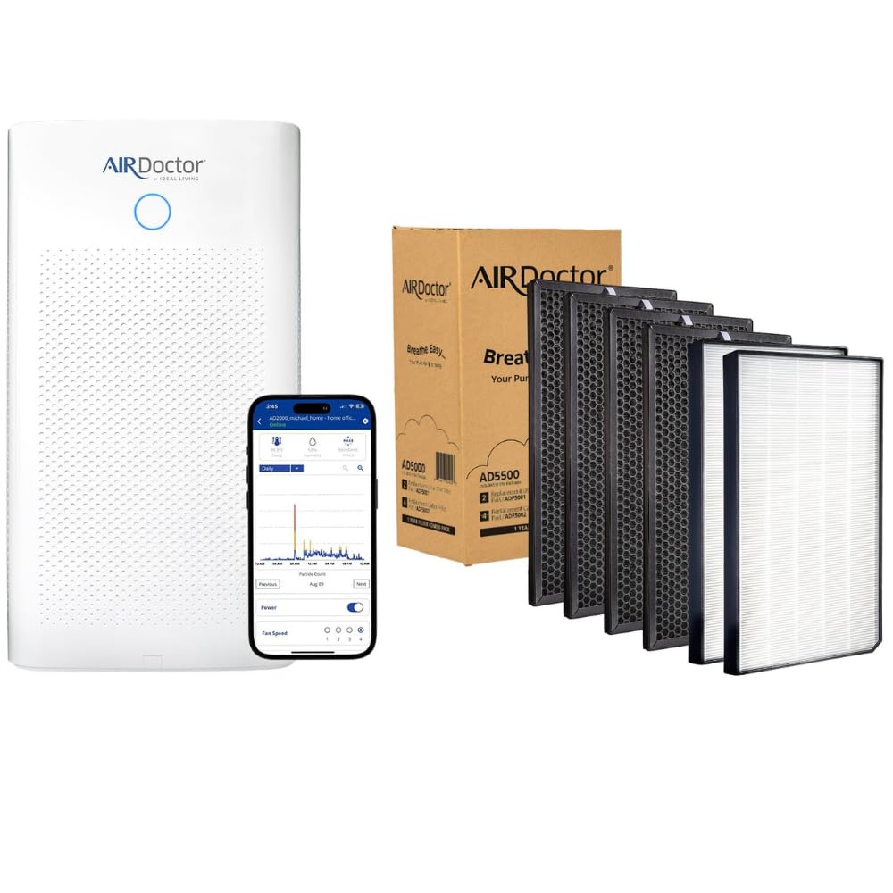 AIRDOCTOR AD5500i SMART 4-in-1 Air Purifier for Extra Large Spaces Large Rooms- UltraHEPA Carbon VOC Filters Capture Particles