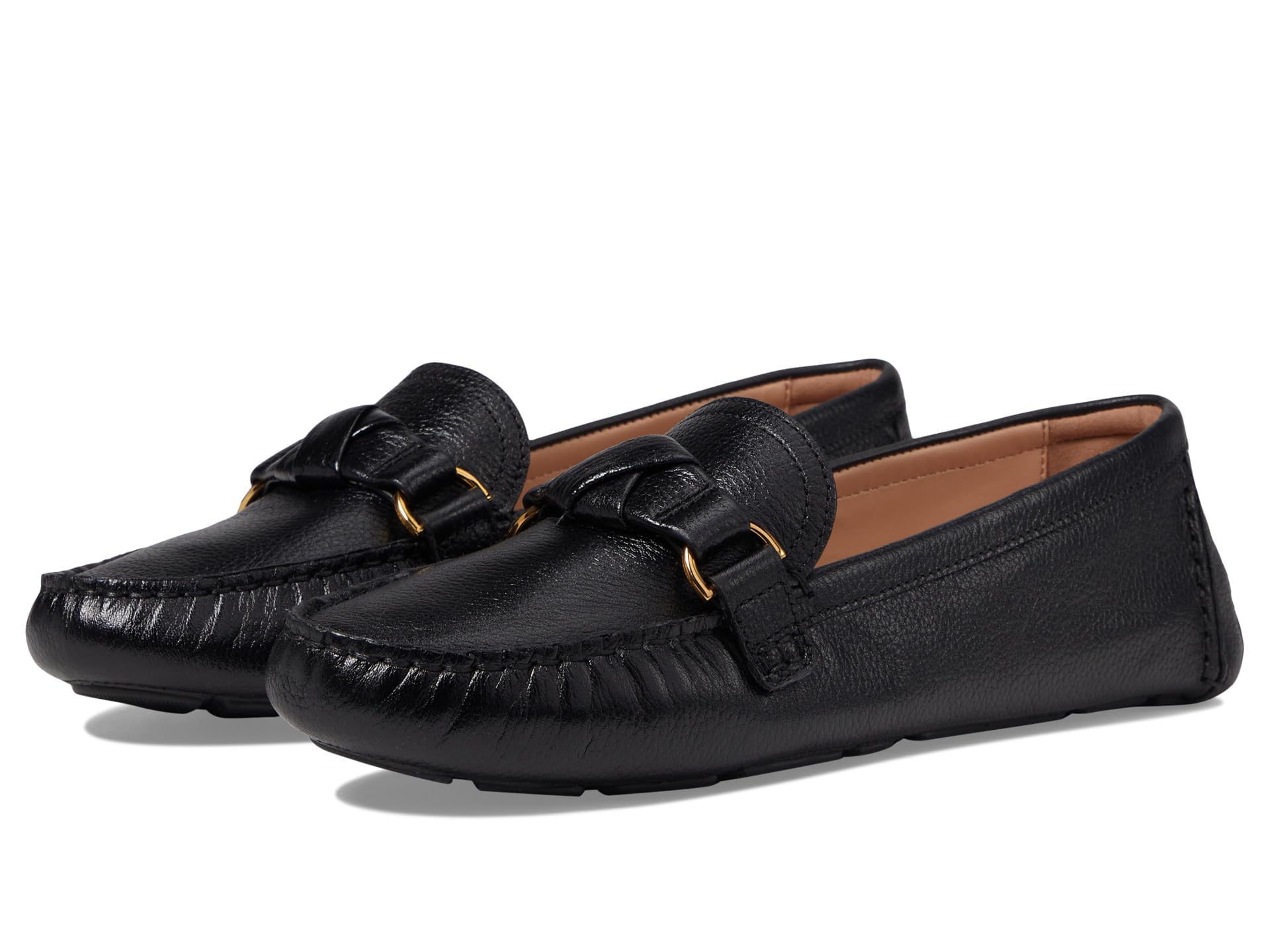 Cole Haan Women's Women's Emmie Knot Drivers, Black Leather, 5.5-B