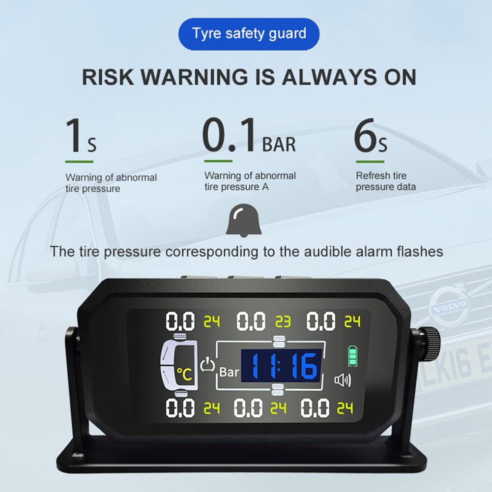 Caravan TPMS di monitoraggio della pressione dei pneumatici, camion rimorchio finestrino, schermo solare grande display display auto pressione pneumatici display 6 ruote sensore
