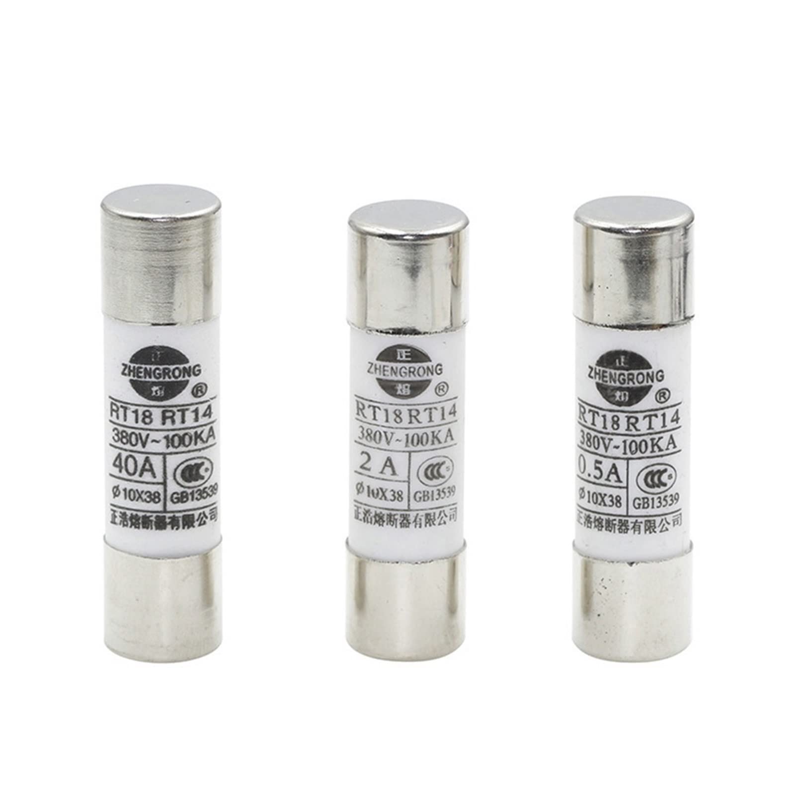 100 sztuk 10 x 38 zwinnych bezpieczników ceramicznych x mm bezpiecznik 380 V 500 0,5 A 1A 2A 3A 4A 5A 6A 8A 10A 16A 20A 25A 32A 40A RO15 RT18 RT14(25A)