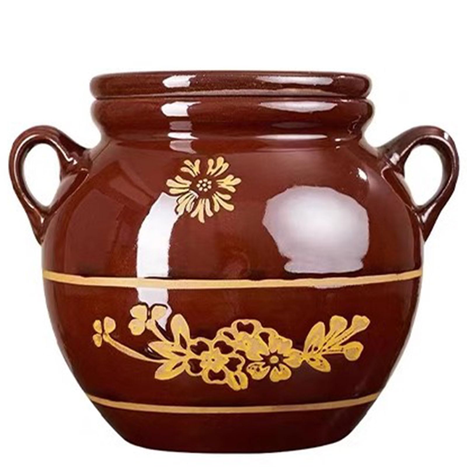 Decorn One Color Fermentation Crock Jar Sauerkraut Crock - Ceramic Fermenting Crock With Seal Lid For Fresh Chinese Pickle, Kimchi & Kombucha - Stoneware Pickling Crock,2L