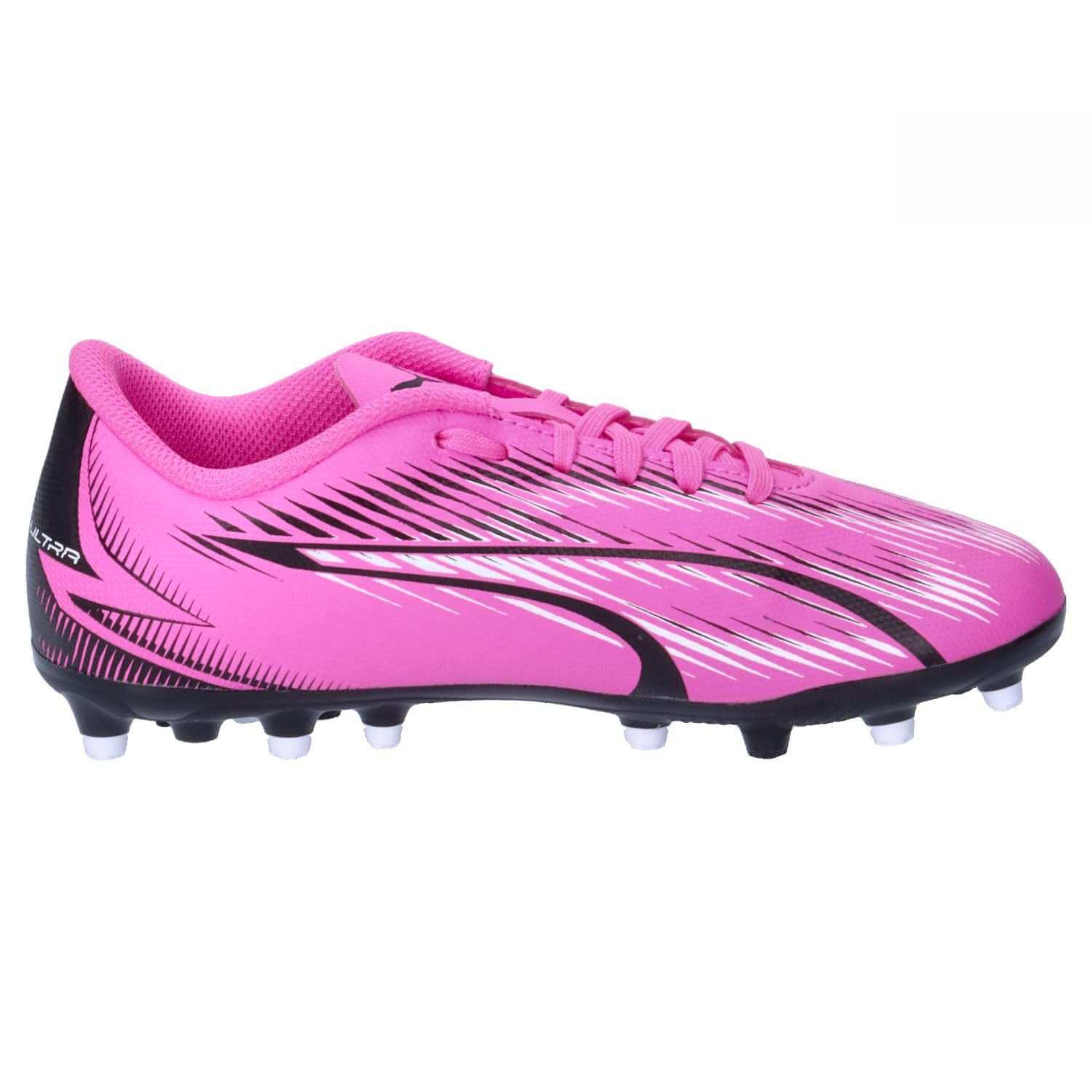 Puma Unisex Youth Ultra Play Mg Jr Soccer Shoes, Poison Pink-Puma White-Puma Black, 38.5 EU