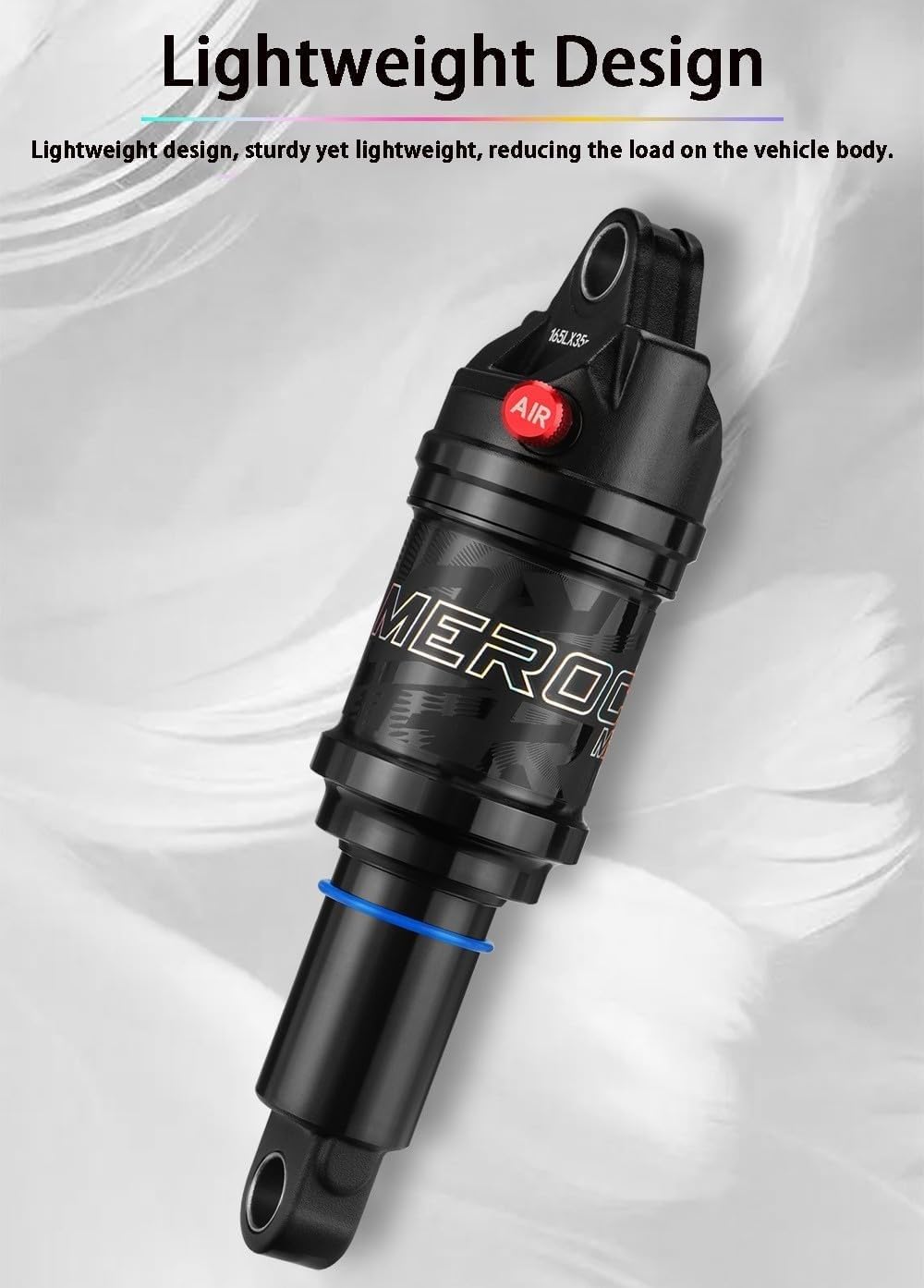 Amortiguador Trasero Aire para Bicicleta Montaña 125-210mm Suspensión Ajustable Aleación Aluminio Negro