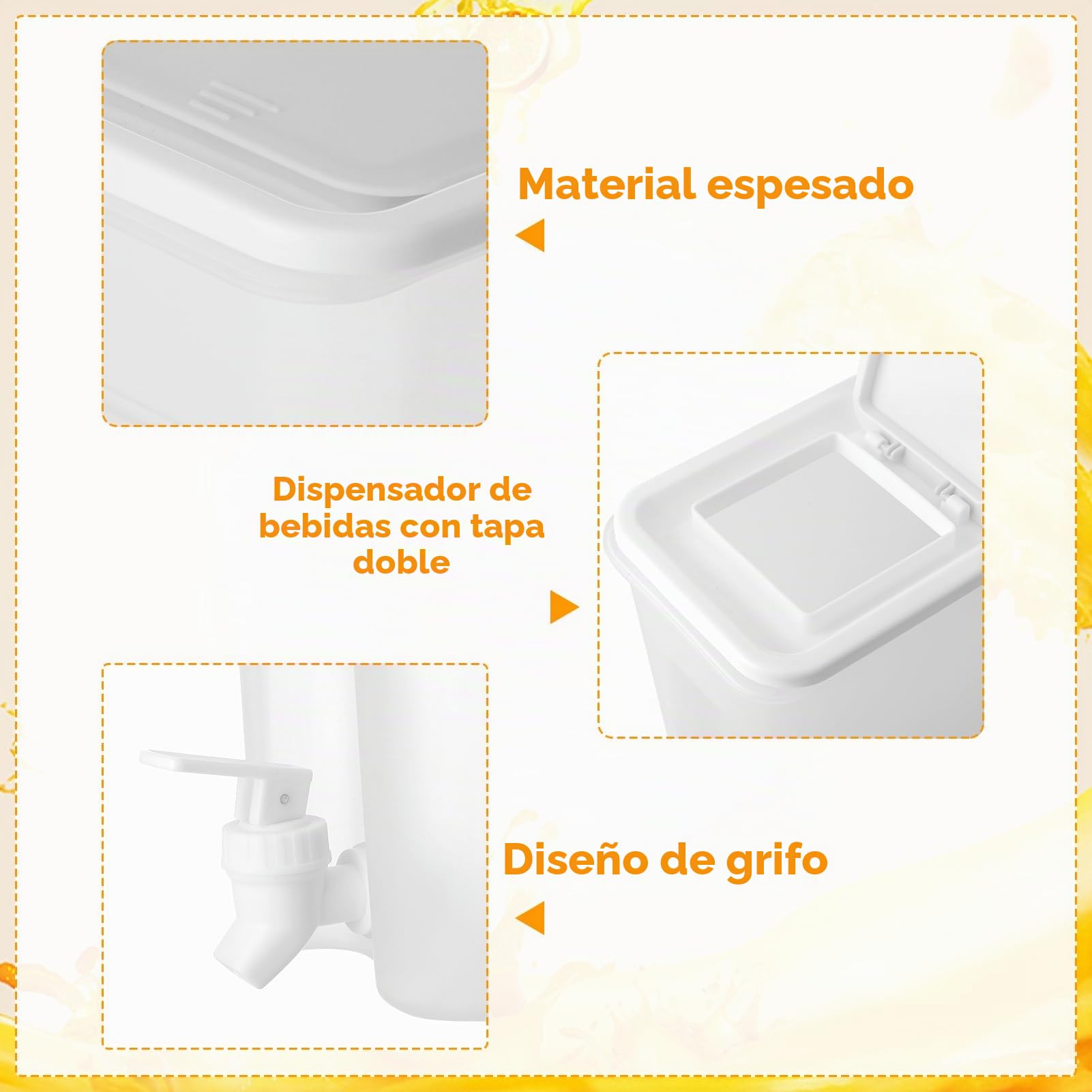 Zuimei Dispensador de bebidas de 4 litros con grifo, dispensador de agua para bebidas para nevera con espiga a prueba de fugas, dispensador de bebidas frías de plástico para bebidas de fiesta, jugo,