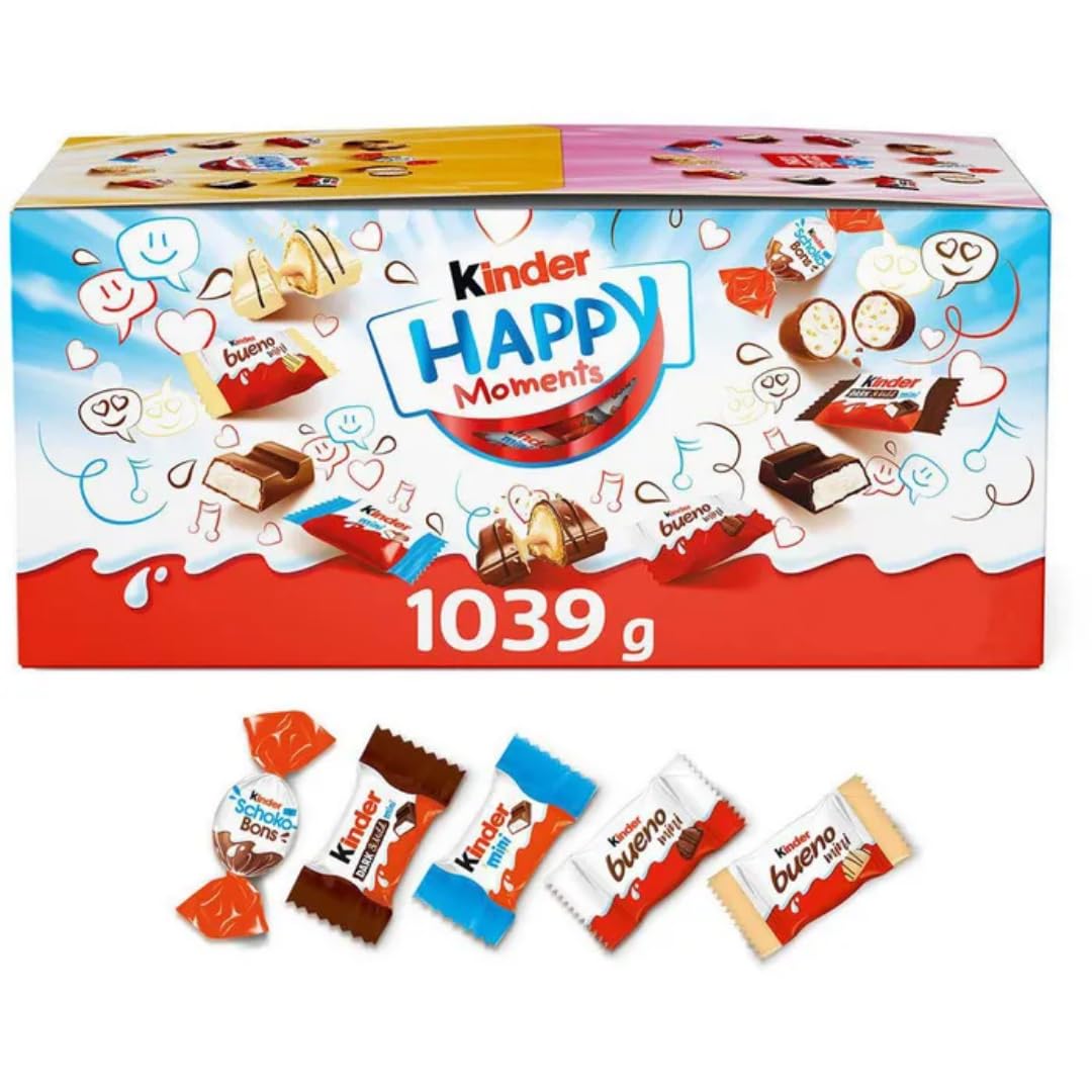 Kinder Minischokolade Happy Moments Mini Mix, Mini-Riegel, 334 Stück,2078 Gramm mit Pufai Grocery