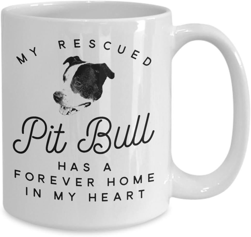 Pit Bull Rescue Mug - Cute Coffee Cup For Pet Staffordshire Terrier Dog Lovers - Cool Unique Novelty Christmas Pittie Gift For Men And Women - Pitty Animal Quote Statement Accessories