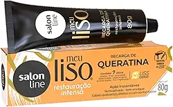 Salon Line, Recarga de Queratina, Meu Liso, Restauração Intensa, Vegana - Cabelos Lisos, 80 g