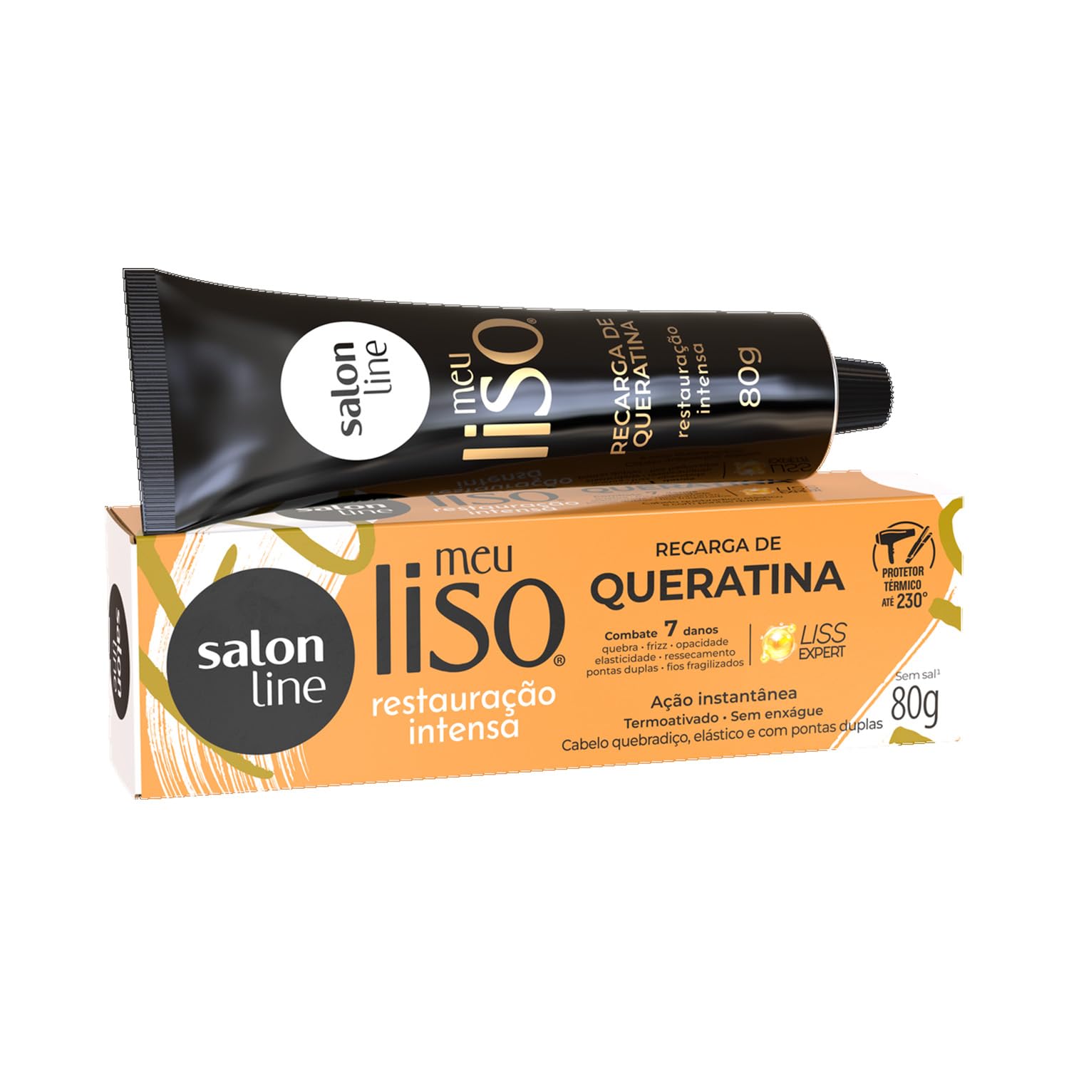 Salon Line, Recarga de Queratina, Meu Liso, Restauração Intensa, Vegana – Cabelos Lisos, 80 g