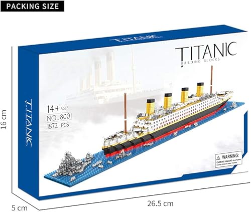 Miniatura 5 de Titanic Architecture Set Micro Building Blocks Model Kit para adultos, adolescentes y niños a partir de 14 años, 1872 piezas